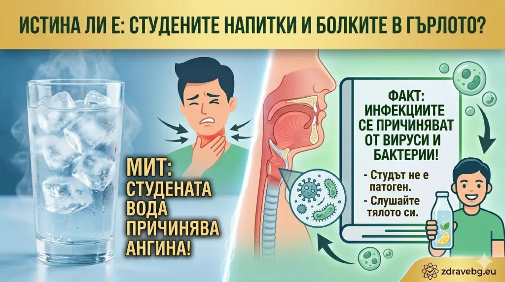 Истина ли е: Причиняват ли студените напитки болки в гърлото?